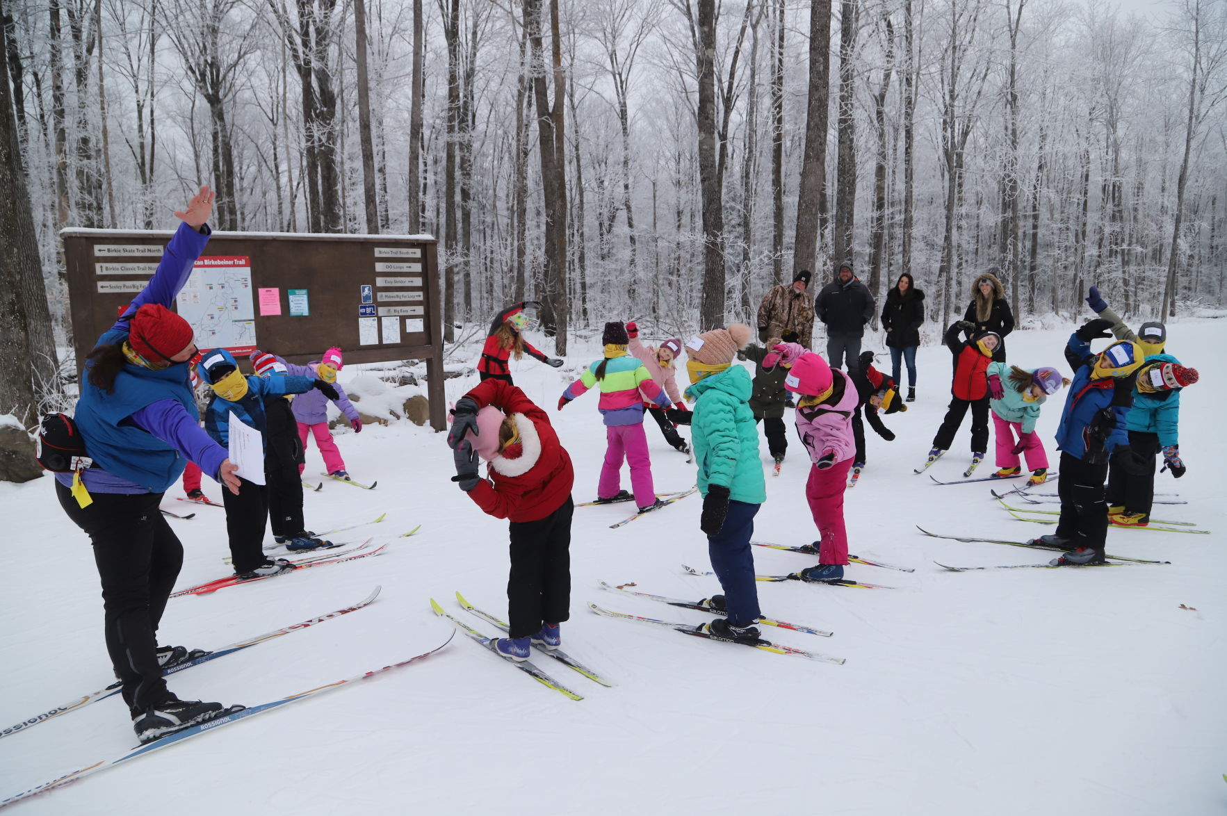 Stretching before skiing